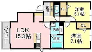 福岡県北九州市小倉北区上到津1【アパート】の間取り