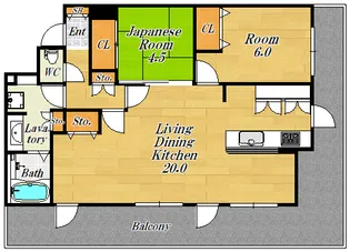 クレヴィア大阪福島【13階】の間取り