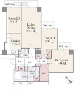 東京都文京区小石川4【マンション】の間取り