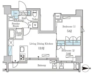 オープンブルーム東日本橋【8階】の間取り