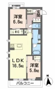 シャーメゾンレジデンス夜明【2階】の間取り