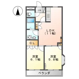 ピュア・タウン B棟【2階】の間取り