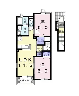 レーヴなごみB【2階】の間取り
