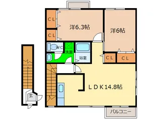 カサ モデルナ I・II【2階】の間取り