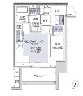 プラウド横浜阪東橋【8階】の間取り