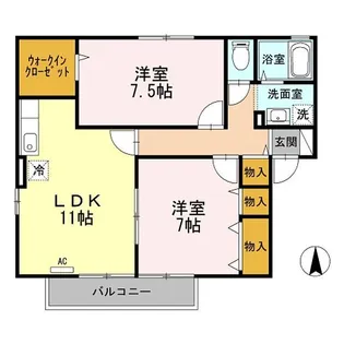 グランシャリオ堀川 B棟【1階】の間取り