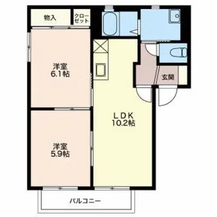 ヴィラアンジェ B【1階】の間取り