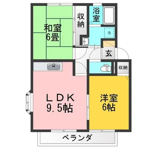 アメニティータウン上高田 D棟【1階】の間取り