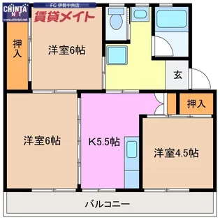 ビレッジハウス船江2号棟【4階】の間取り