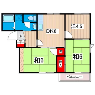 シャトー桜川B【2階】の間取り