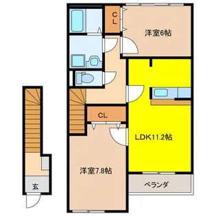 岐阜県大垣市本今3【アパート】の間取り
