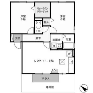 千葉県四街道市もねの里3【アパート】の間取り