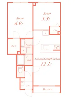 リマーレソプラ弐番館【1階】の間取り