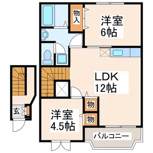 2LDKの間取り画像