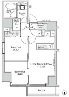 Belle Vue新橋【15階】の間取り