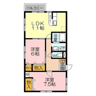 アイリス・クシマB棟【2階】の間取り
