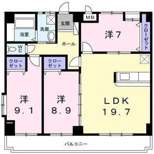 センチュリーヒルズ新都心【6階】の間取り