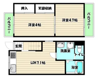 大阪府大阪市東淀川区東中島4【アパート】の間取り