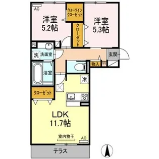 ヴィクトワール健軍【1階】の間取り