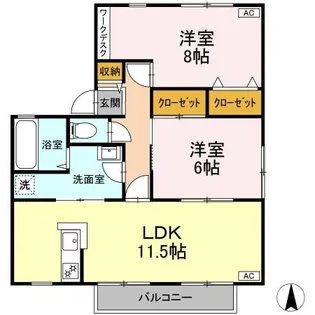 グリーンヒルズやすなり【2階】の間取り