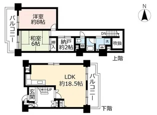 UR武庫川【8階】の間取り