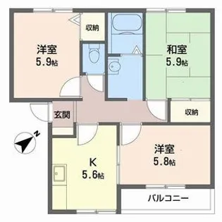ウォームフロント岡田【2階】の間取り