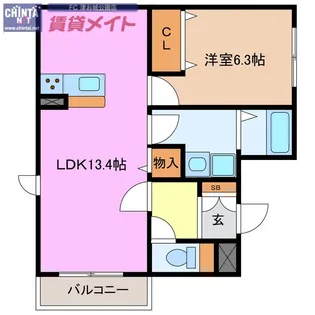 グッドスリー高田【1階】の間取り
