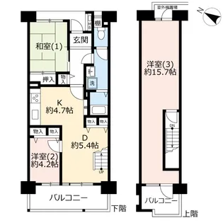 UR港北ニュータウン山田富士公園ハイツ【8階】の間取り