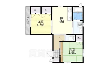 建石町連棟住宅【1階】の間取り