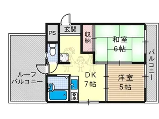 朝日プラザ帝塚山東【1階】の間取り