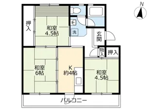 UR四箇田【4階】の間取り