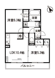 クレセントII【3階】の間取り