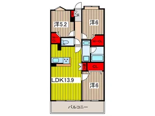 コスモ浦和ステーションフロント【2階】の間取り