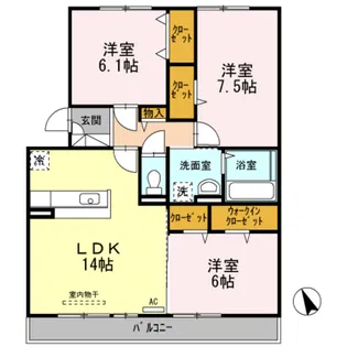 メセナ西条東 ソロ【3階】の間取り