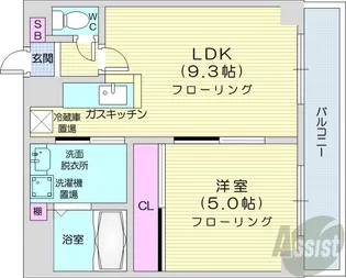 フィオーレクレッシェレ【5階】の間取り
