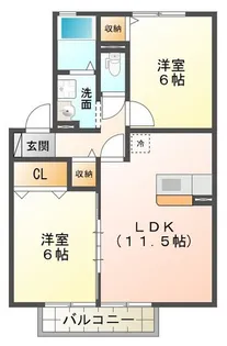 ビルヌーヴ B【2階】の間取り