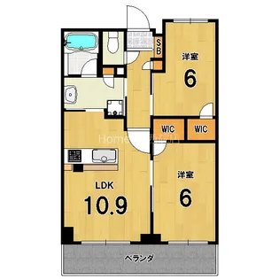 2LDKの間取り画像