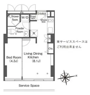 ウエリスアーバン品川タワー【15階】の間取り