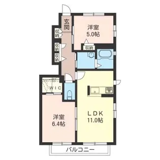 2LDKの間取り画像