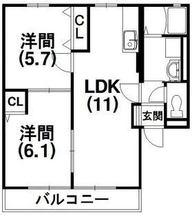 ボヌール高丘【1階】の間取り