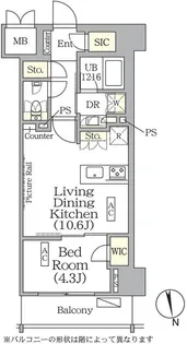 ザ・パークハビオ神楽坂レジデンスSouth【4階】の間取り