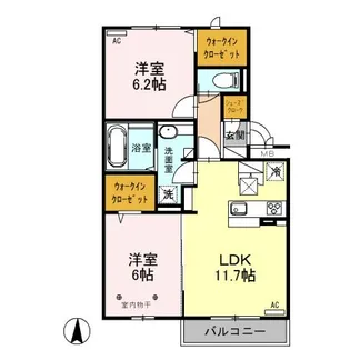埼玉県越谷市レイクタウン6【アパート】の間取り