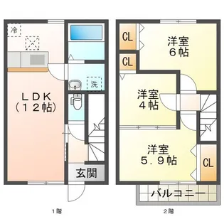 Maisonette land 北楠駅A棟【2階】の間取り