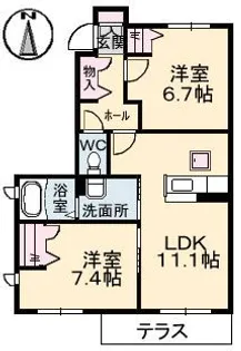シャーメゾン上林 C棟【1階】の間取り