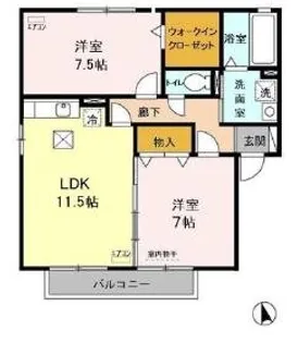 カーサフロレスタA【1階】の間取り