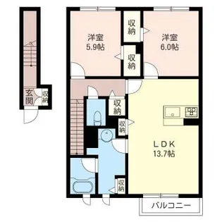 ヒル フラッツ【2階】の間取り