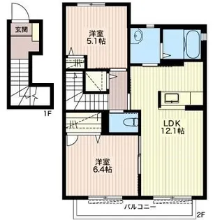ピアタウンD【2階】の間取り