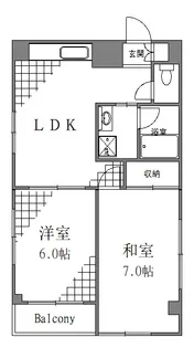 第5カスヤハイツ【6階】の間取り