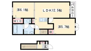 アンソレイエ加古川山手【2階】の間取り