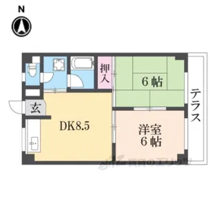 シャトーKITA2【1階】の間取り